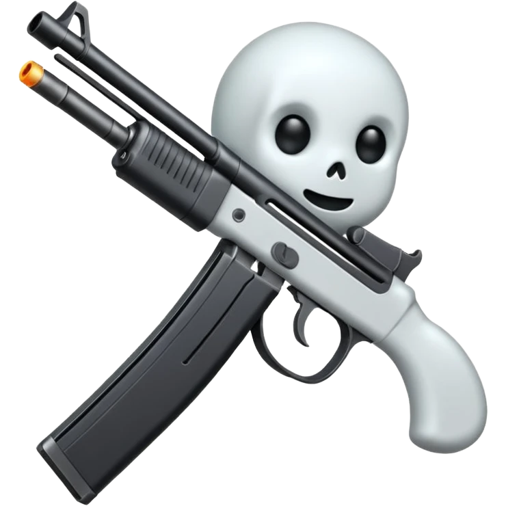 Fantasmas con un fusil moderno y haciendo haciendo en en forma de ✌️ con los dedos emoji