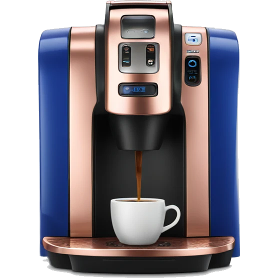 Realistic cobalt blue and rose gold keurig coffee machine. emoji