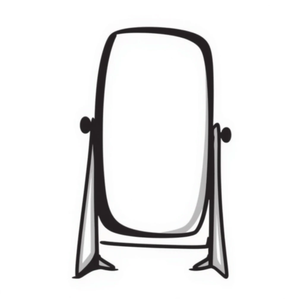 tall mirror with hand-drawn look emoji