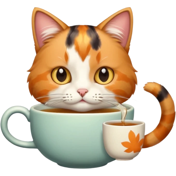 Çay içen kedi emoji