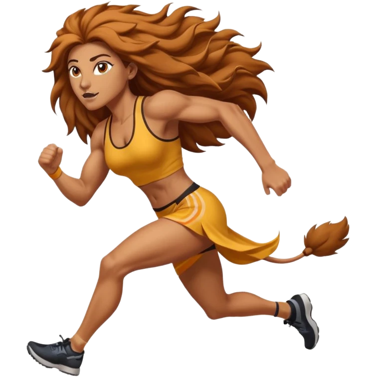 High resolution of a running women lion emoji