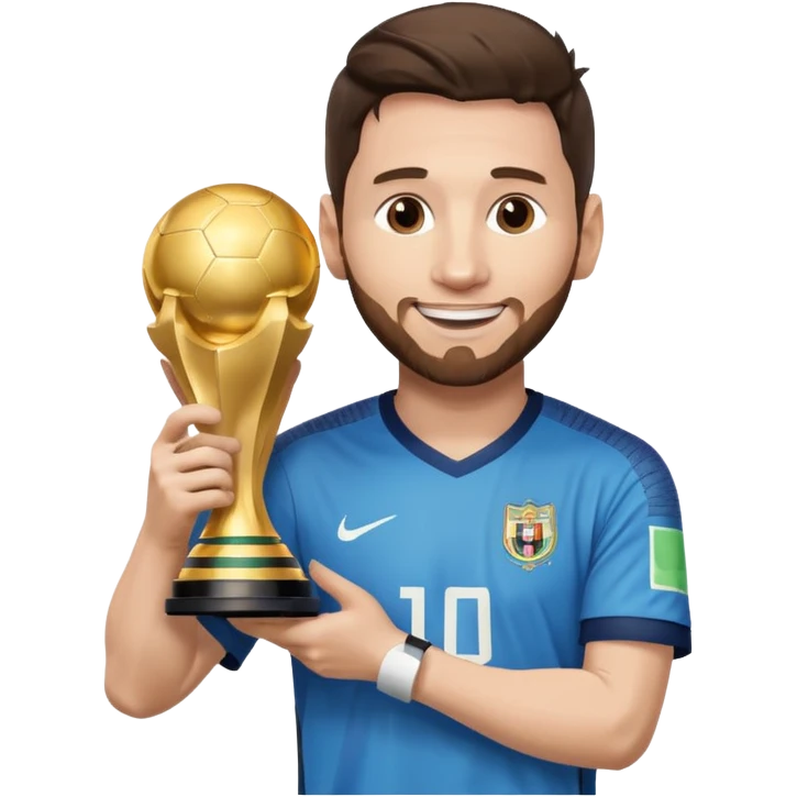 Messi holding the world cup trophy emoji