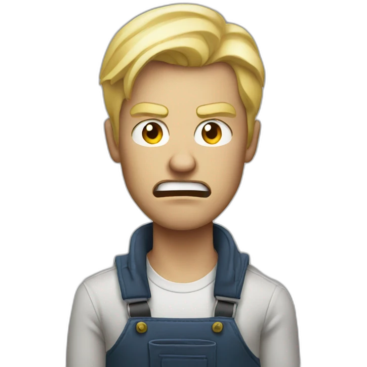 Blonde man angry on iphone emoji