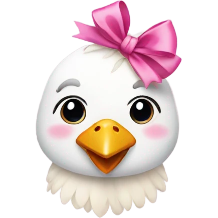 Cute face with pink bow and a chicken  emoji