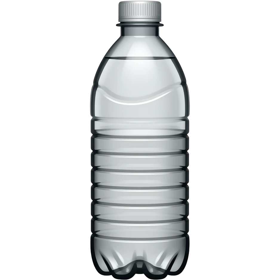 botella de agua que solo se vea el contorno de la botella,no quiero nada de color dentro del emoji, solo la silueta negra de esta,quitale lo que hay dentro de la botella y el tapon igual, la botella trasparente, trasparente la botella emoji