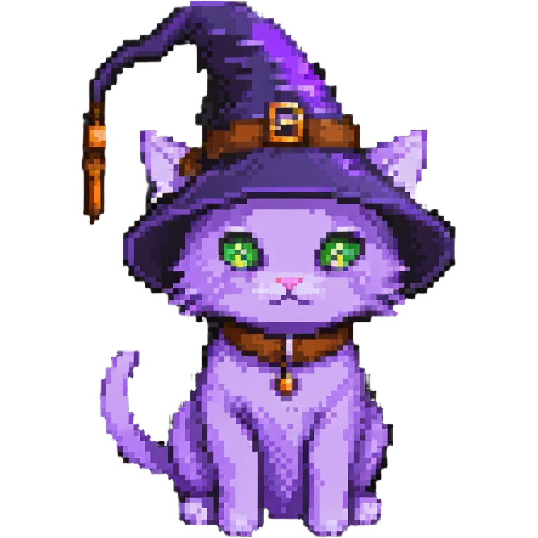 purple witch cat wearing a hat emoji