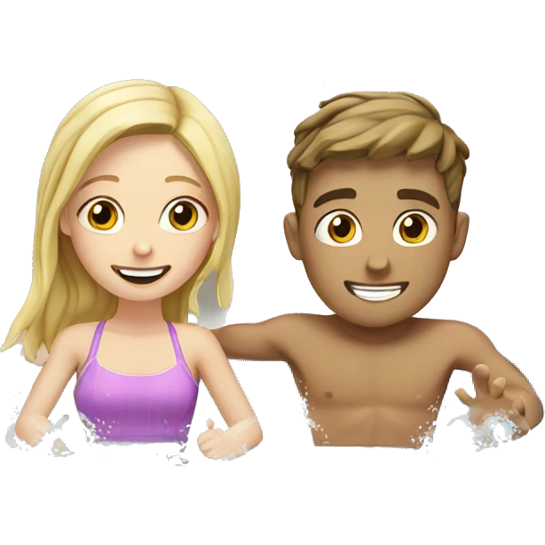 white boy and white girl sitting in pool with water splash emoji