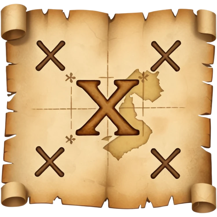["Aged treasure map with an “X” mark and dotted trail."] emoji