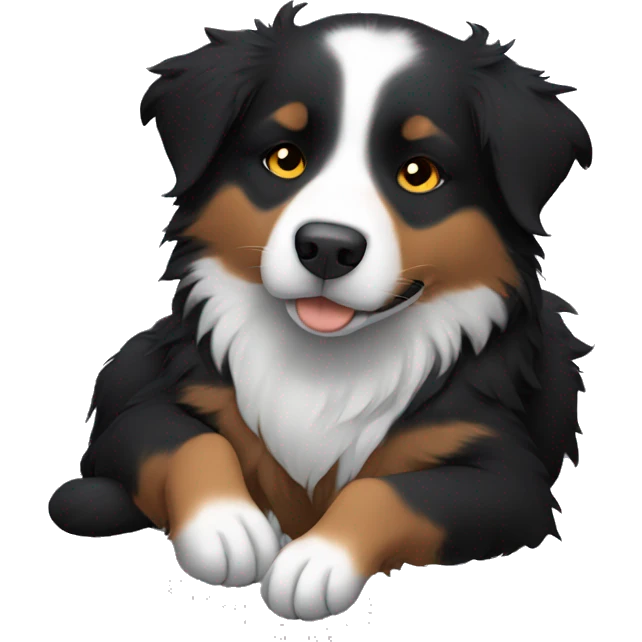 Small black australian shepherd dog sleeping  emoji