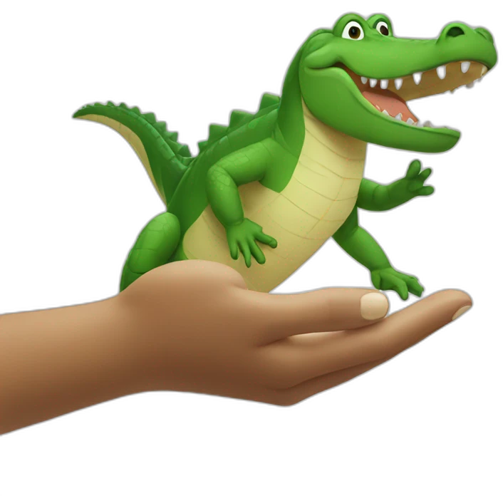 alligator gives high five emoji