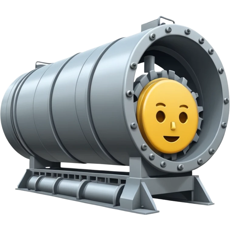 Emoji-style illustration of a tunnel boring machine, flat vector look, bold outlines, minimal details, no background emoji