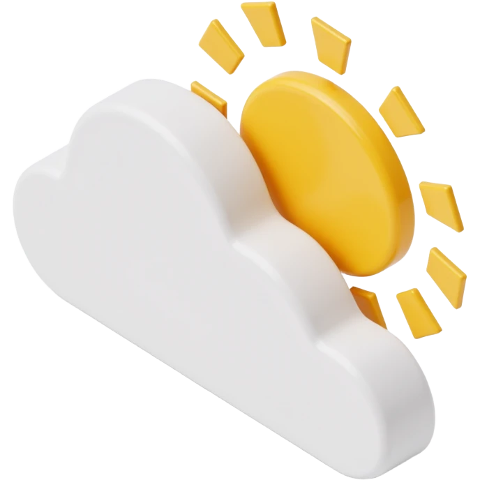 Icon generated from uploaded image: A cloud and sun symbol. The cloud is rounded, and the sun features a shape with short rays.

 emoji