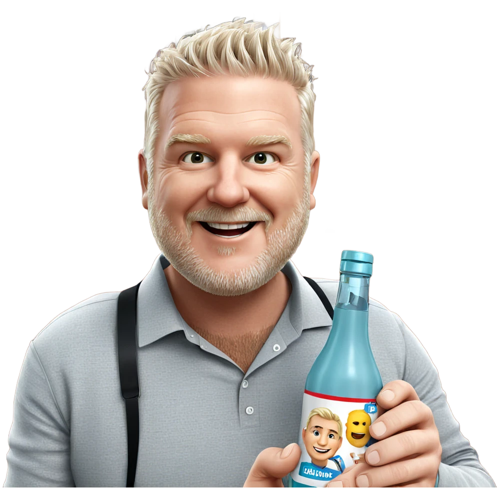 smiling man holding a bottle emoji
