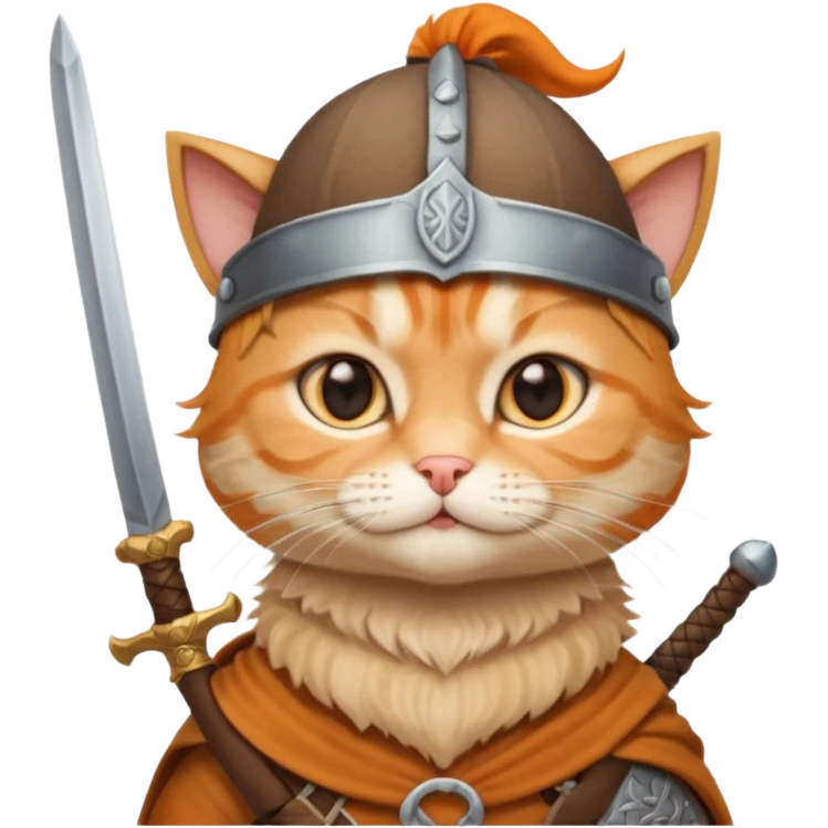 Viking Cat in viking hat holding tiny sword emoji