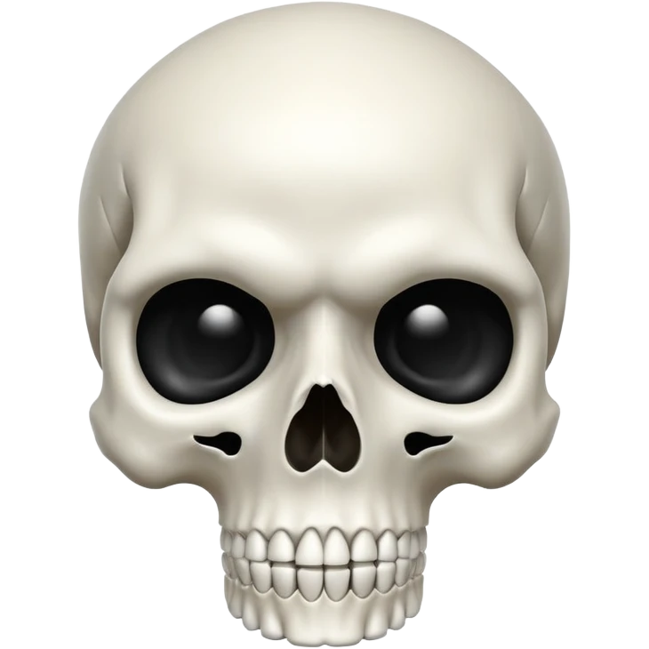 white skull, clean and smooth, detailed features like eye sockets, nasal cavity, and teeth emoji