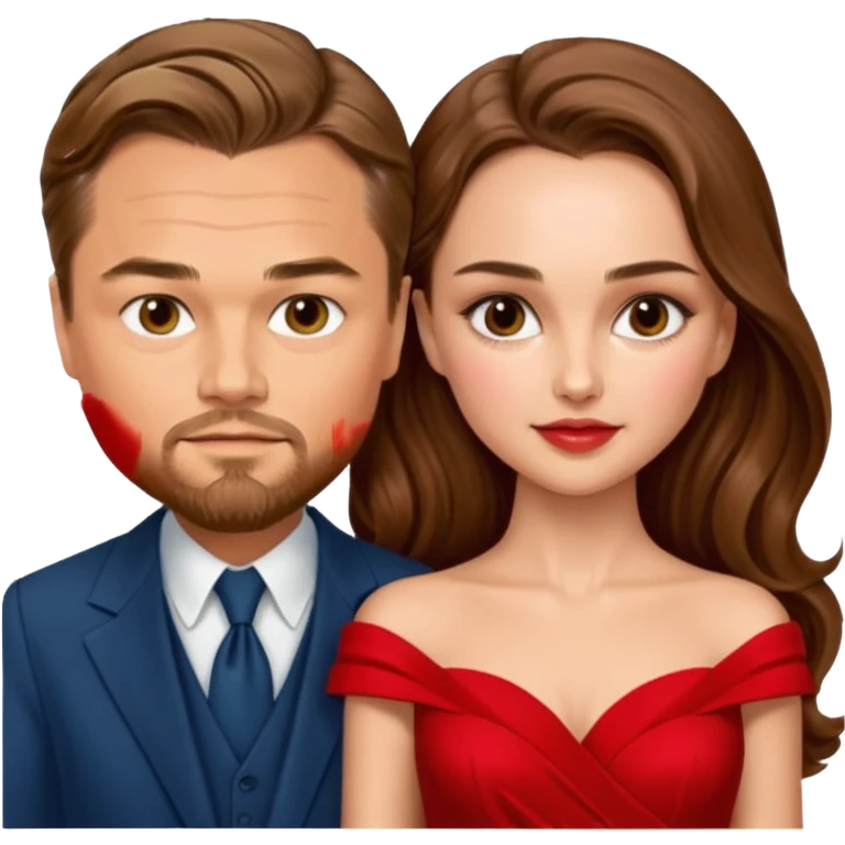leonardo di caprio and Natalie Portman in a red dress emoji