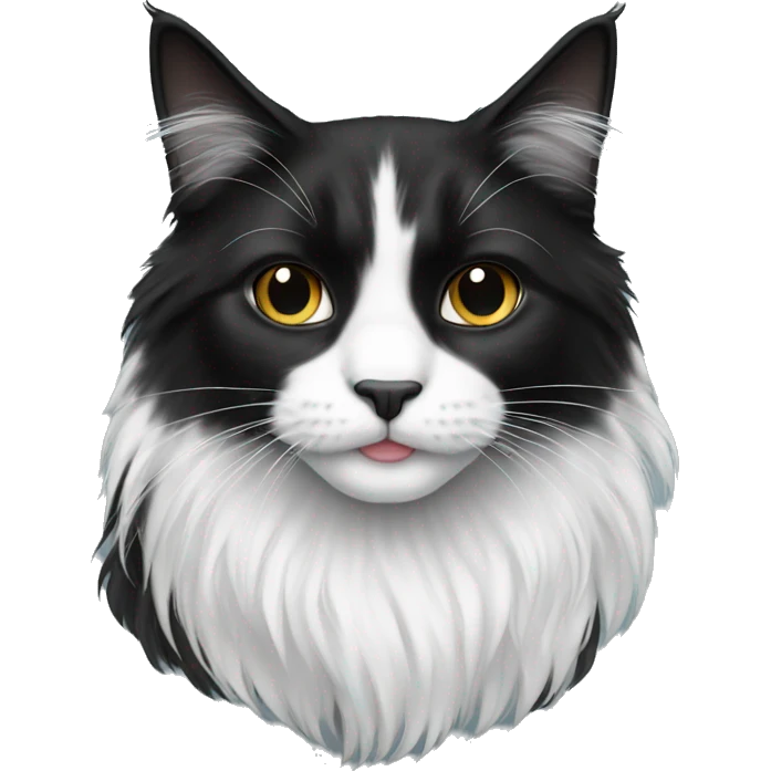 Black and white long haired cat emoji