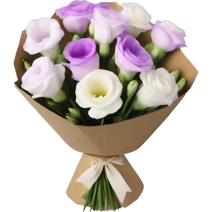 bouquet of realistic eustoma 11 in a box emoji