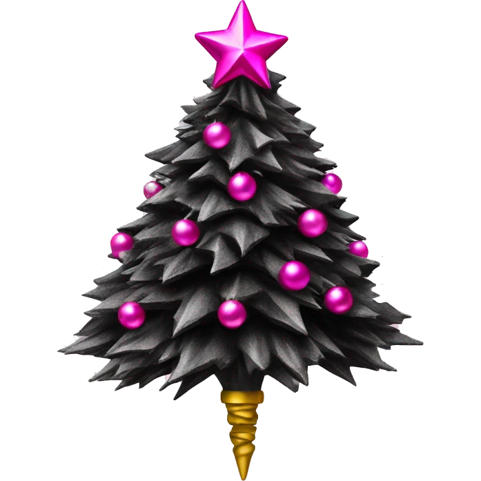 Realistic isolated black and pink metallic christmas tree topper. emoji