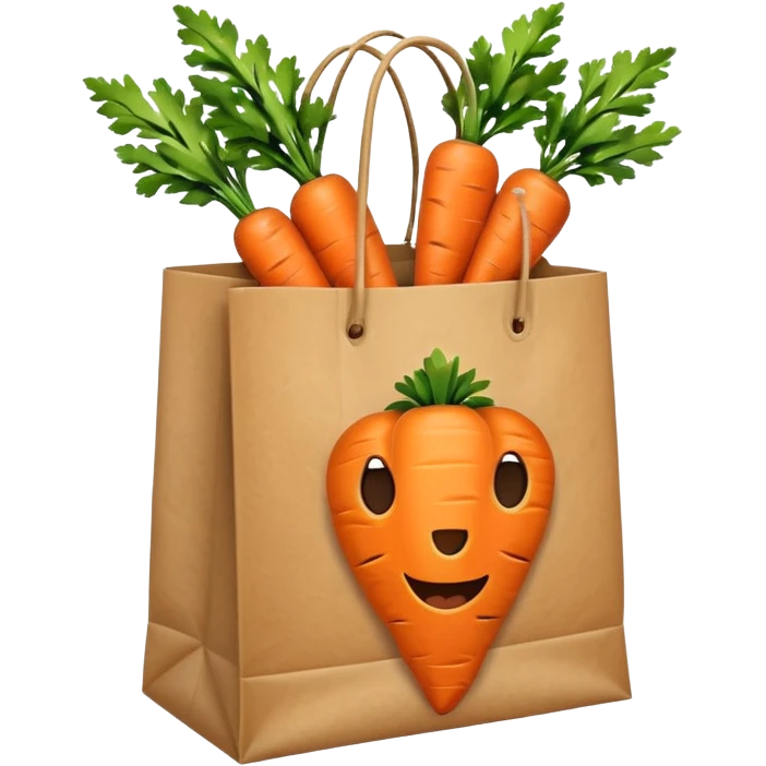 paper shopping bag with carrot. Transparent background emoji