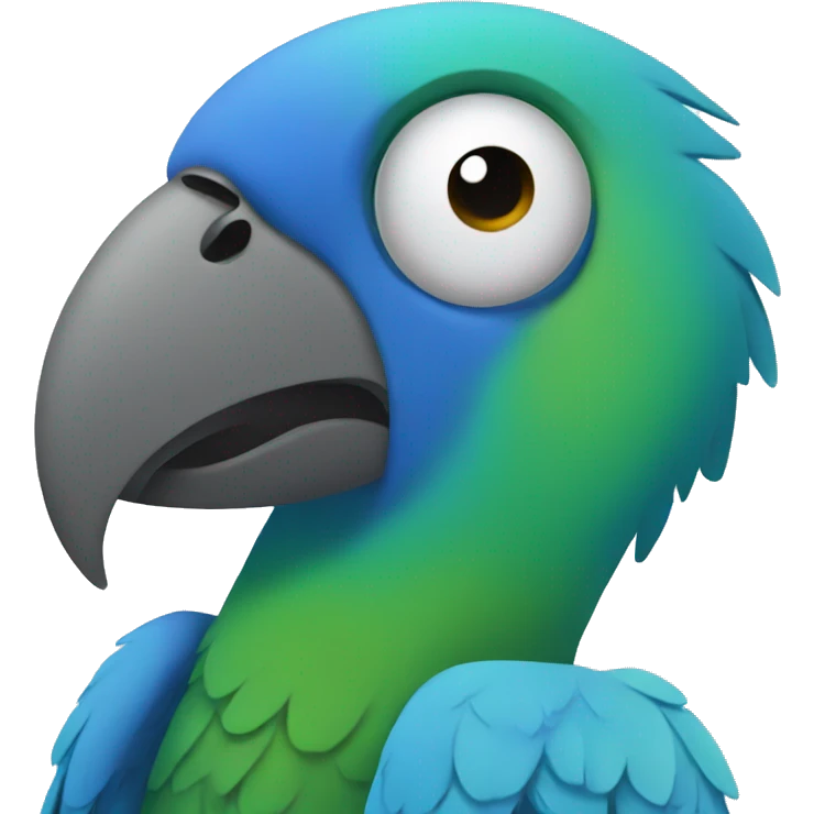Blue parrot raising eyebrow  emoji
