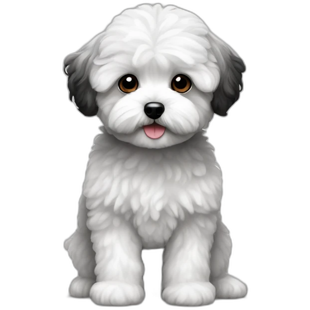 Maltipoo, half black and white emoji