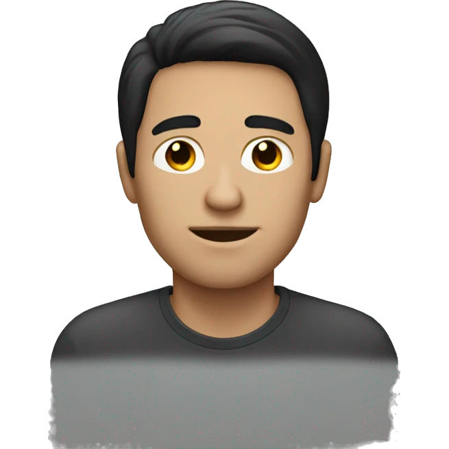 white man with black hair on his laptop emoji