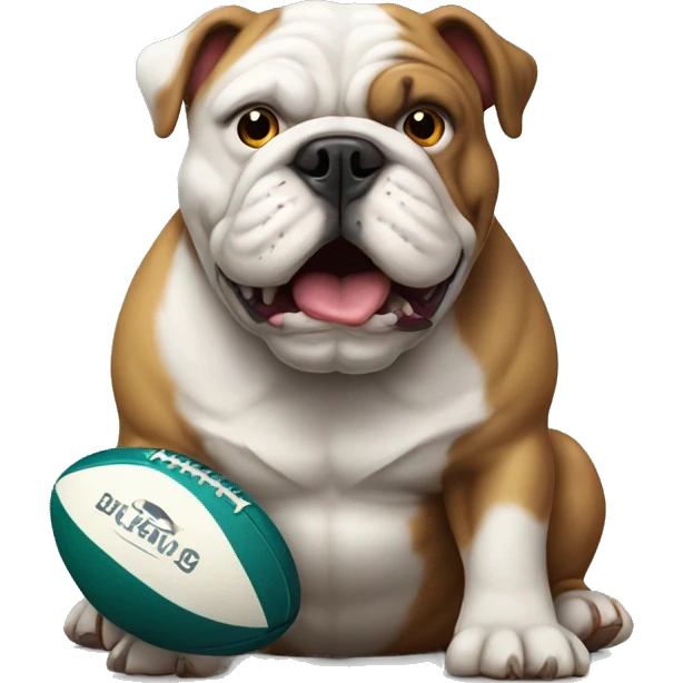 bulldog with rugby ball emoji