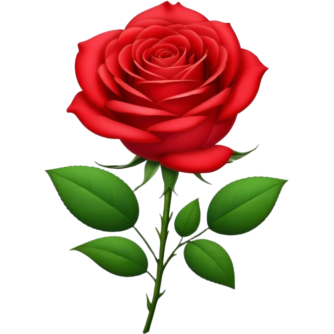 A beautiful red rose flower with green stem and leaves emoji
