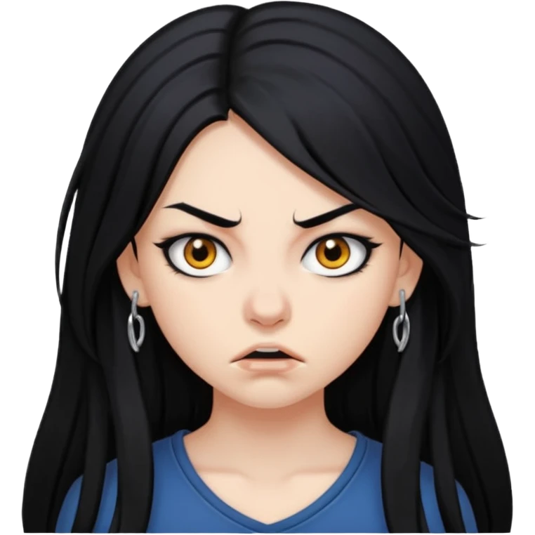 aggressive girl with long black hair emoji