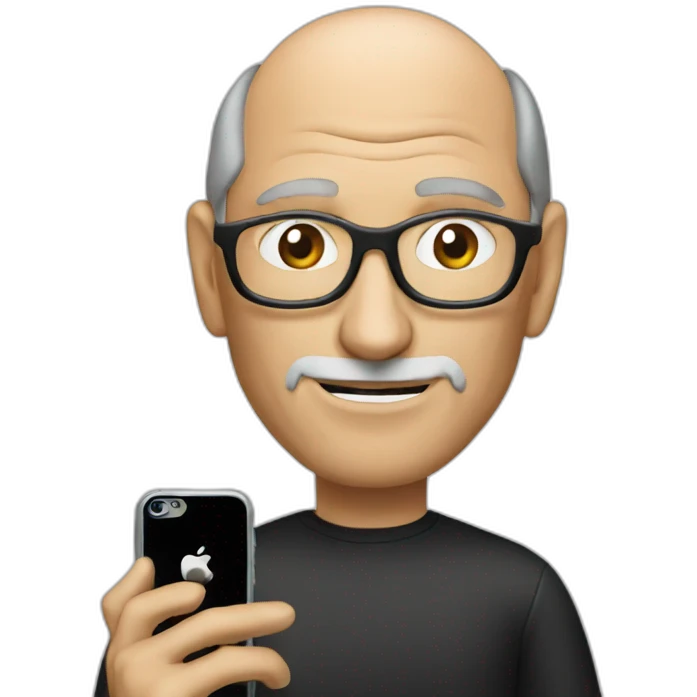steve jobs using an iphone emoji