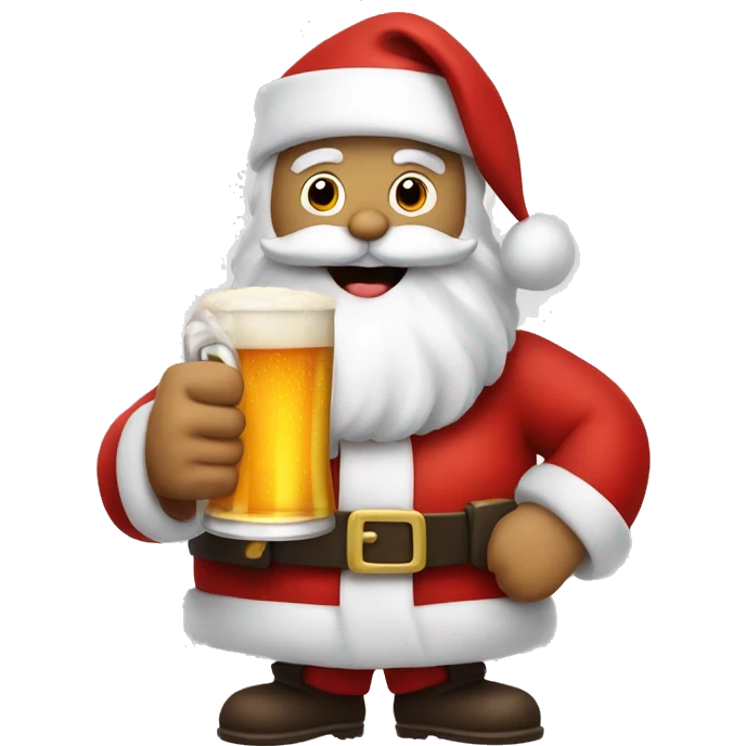 Santa holding a beer with a thumbs up  emoji