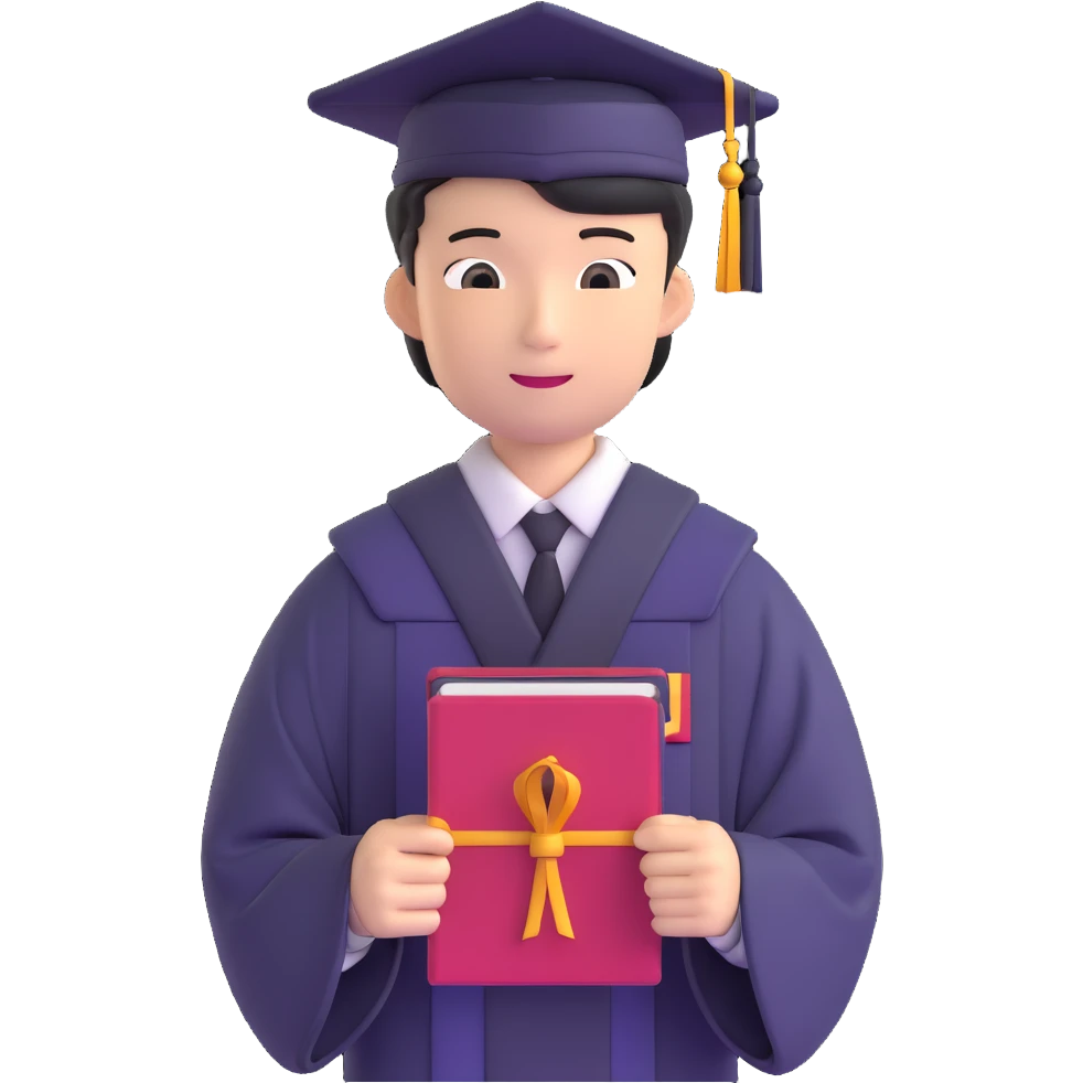 Japanese male high school graduate in formal uniform with diploma at ceremony emoji