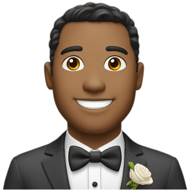A mixed-race happy, good looking groom emoji