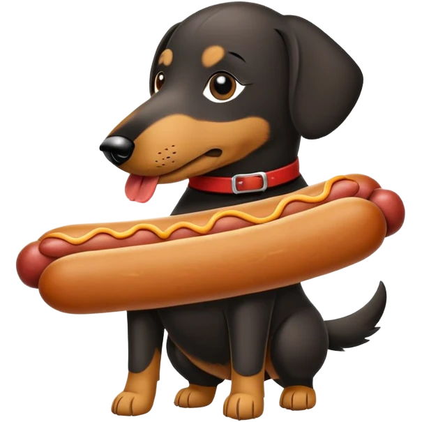 Perro salchicha negro y marrón  emoji
