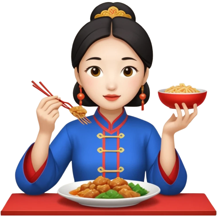 give me a authentic beijing women eating beijing food emoji