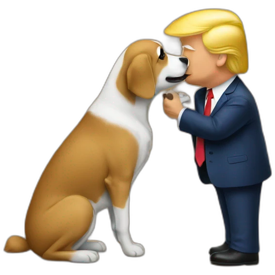 trump kissing a dog emoji