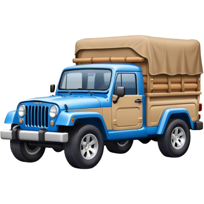 Blue jeep truck with trunk truck bed emoji