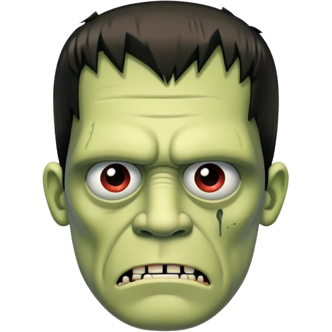 Frankenstein's Monster with stitched face, sad expression emoji