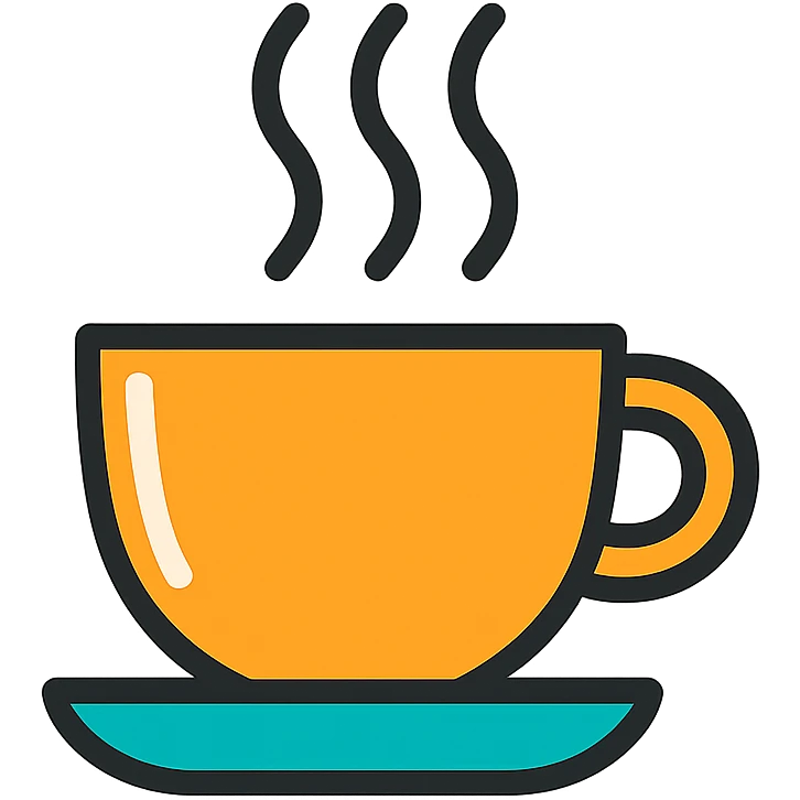 coffee cup with steam, symbolizing caffeine, minimal style icon emoji