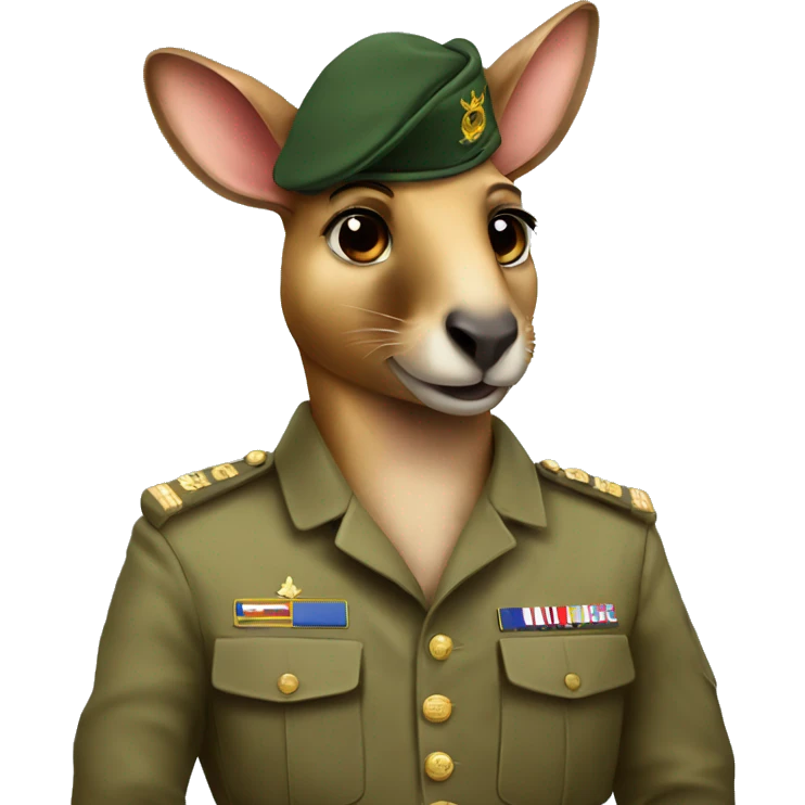 A kangaroo in military uniform  emoji