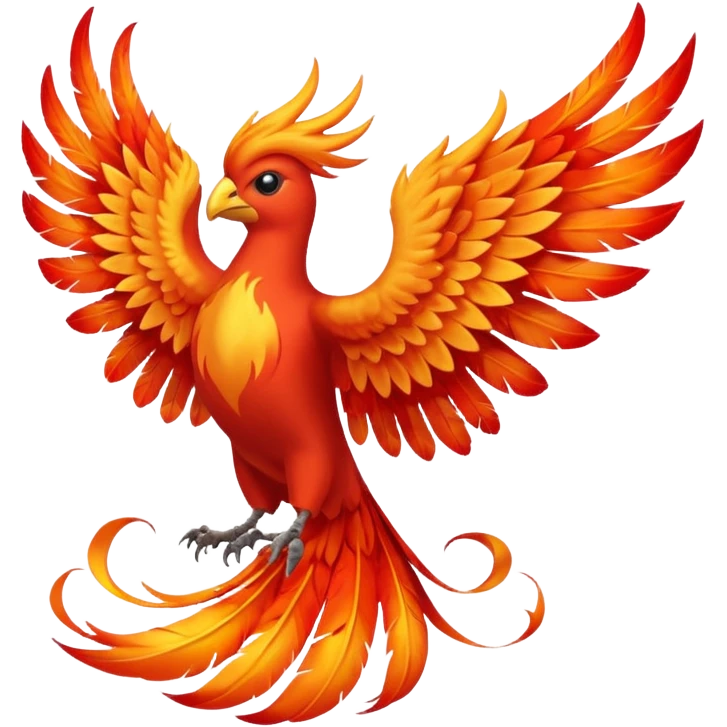 Phoenix force from marvel in a shape of flame bird towards screen with spread wings emoji