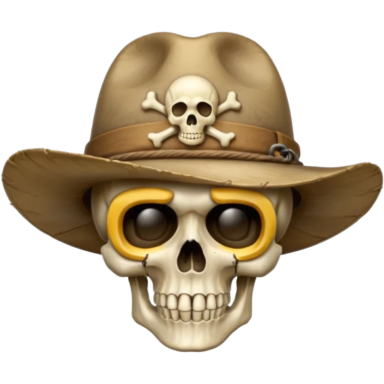 A skull and crossbones wearing wide brimmed traveler's hat. emoji