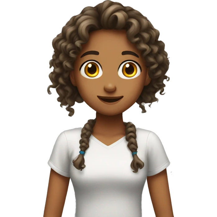 Girl with long curly hair hungry emoji