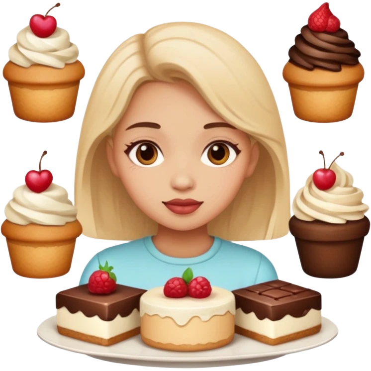de una chica con postres emoji