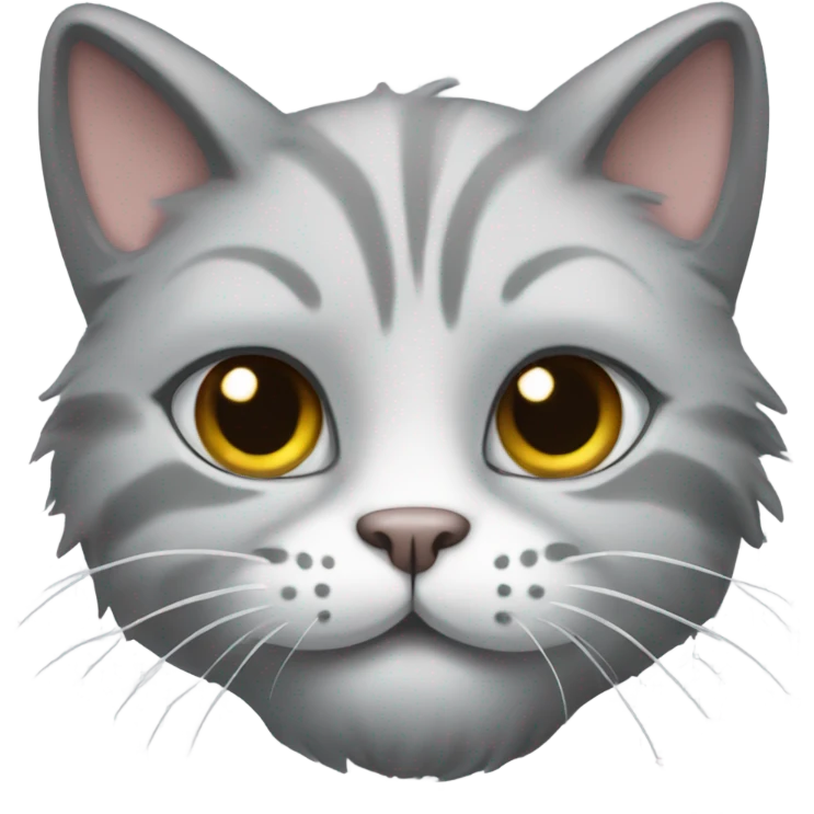 Grey fluffy cat tusk emoji