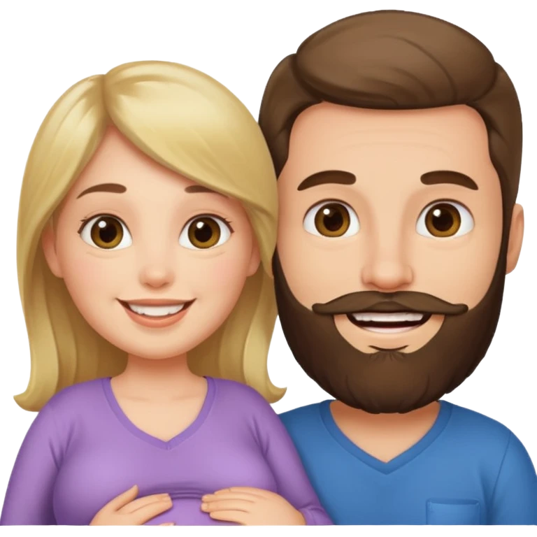 Una mujer embarazada y un hombre con barba  emoji