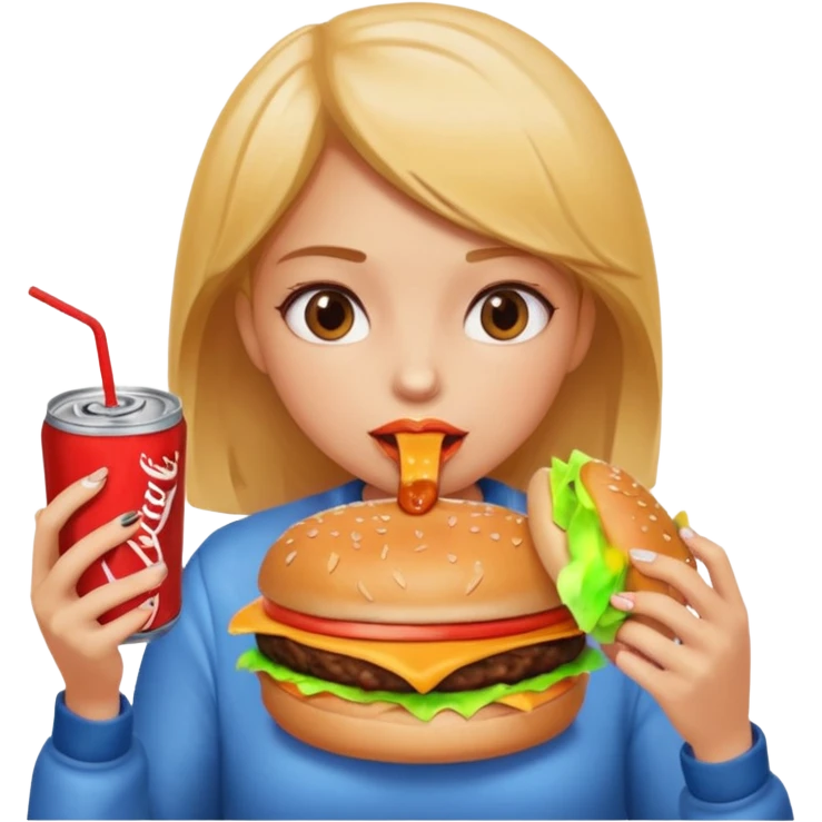 A girl with eating unhealthy food emoji
