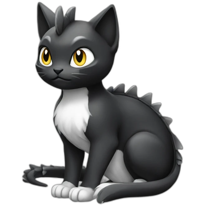 Sitting-Black-and-White-cat-dragon-type-pokemon emoji