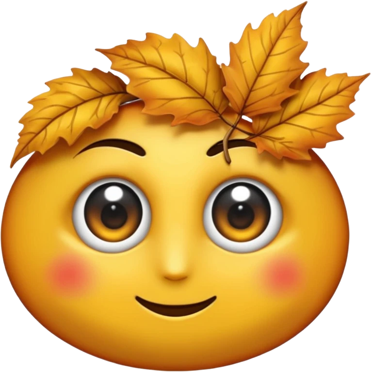 emoji, feuille d'érable couleur vermeille, deux yeux ronds noirs brillants emoji